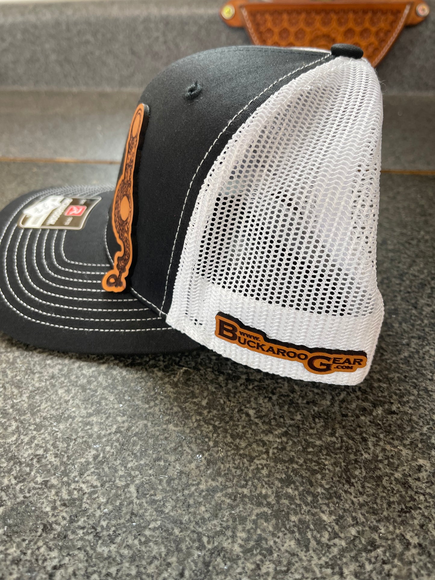 Santa Barbara Bit Leather Patch Cap - Black/White