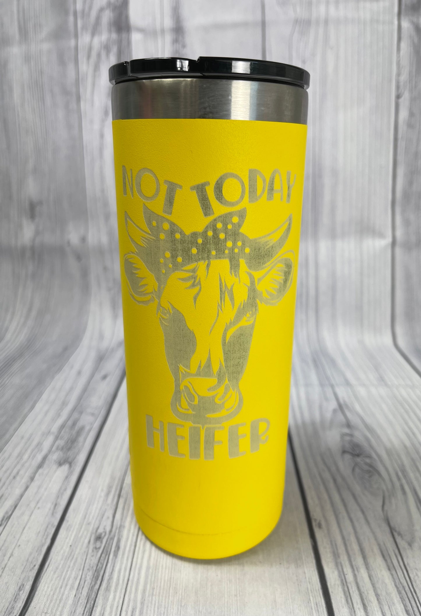 RTIC 20oz Travel Mug - "Not Today Heifer"  - Blemished Sunflower Color