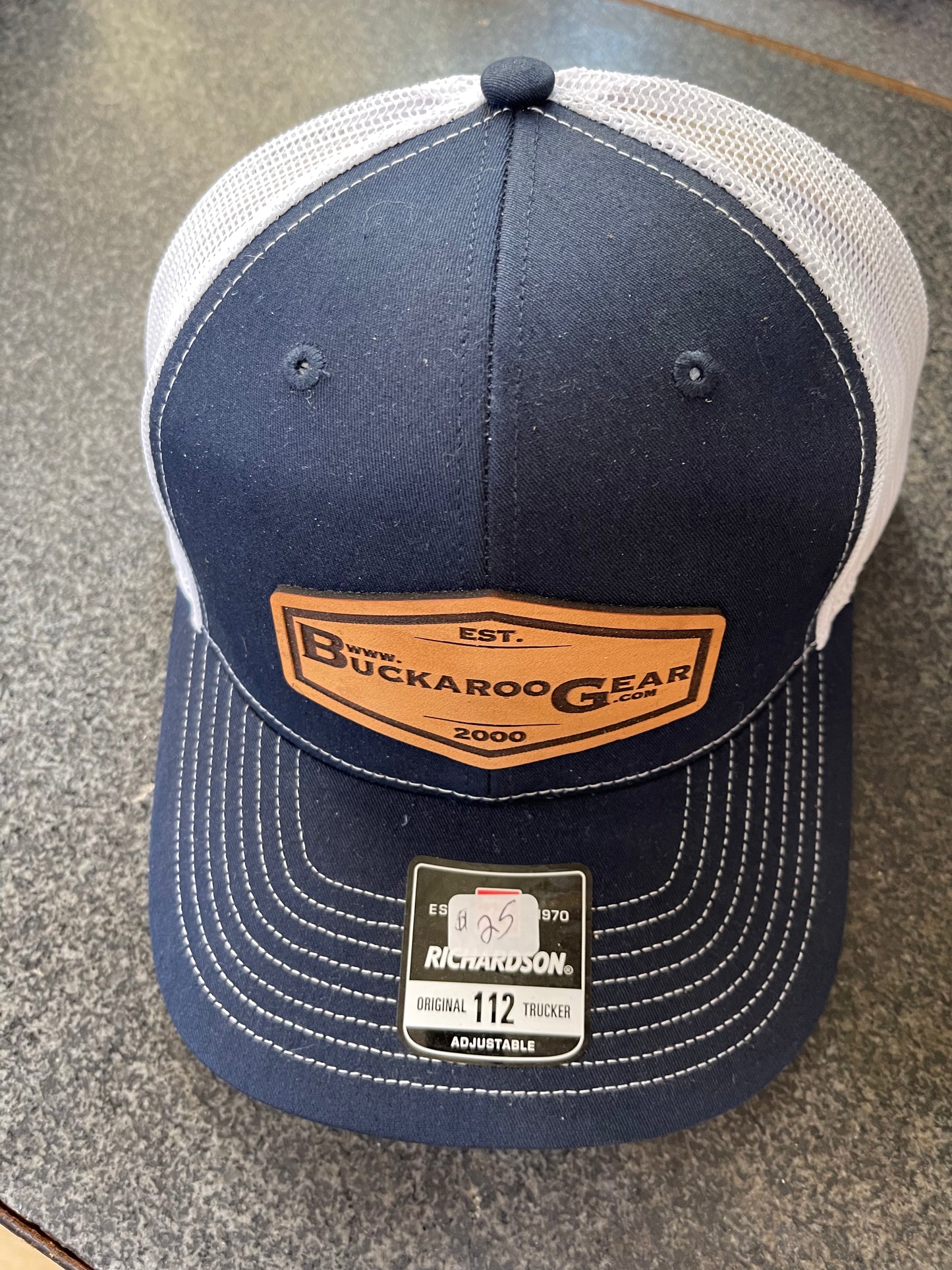 BuckarooGear Leather Patch Cap - Navy/White