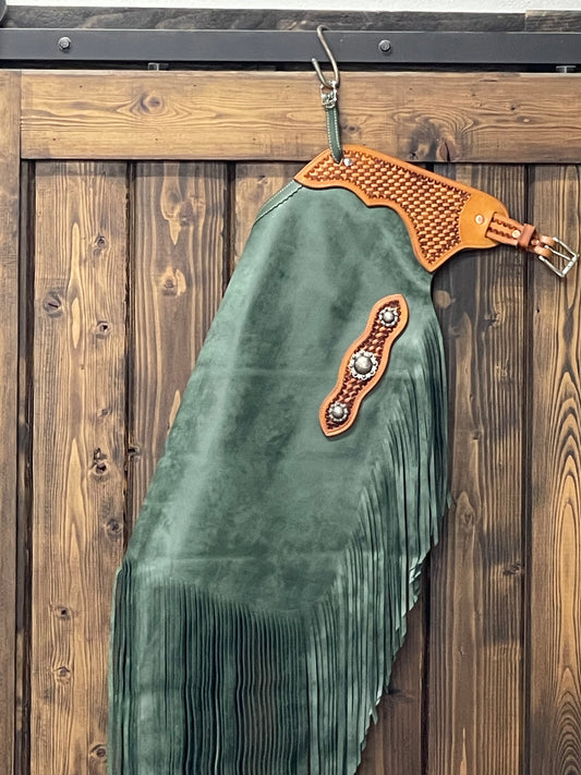 Distressed Green BuckarooGear Chinks - Ready To Ship