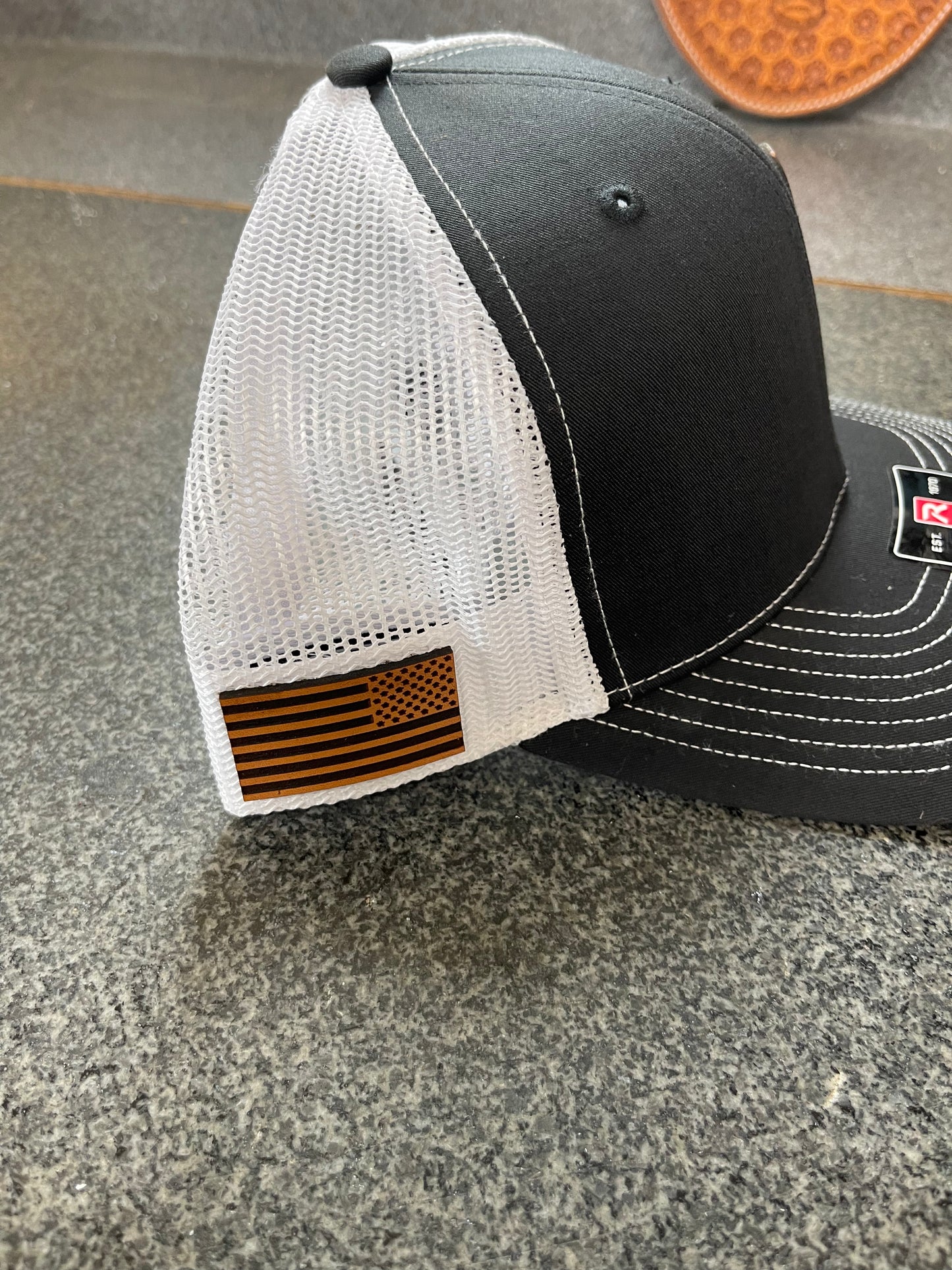 Santa Barbara Bit Leather Patch Cap - Black/White