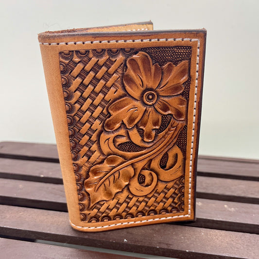 Basket/Corner Flower Stamped Card Wallet