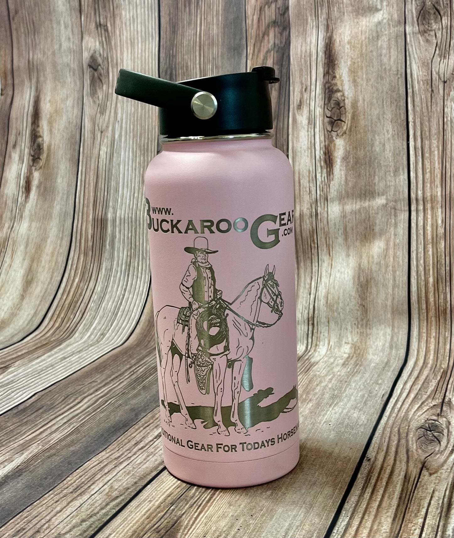 RTIC 32oz Bottle engraved with the Classic BuckarooGear Logo - Flamingo